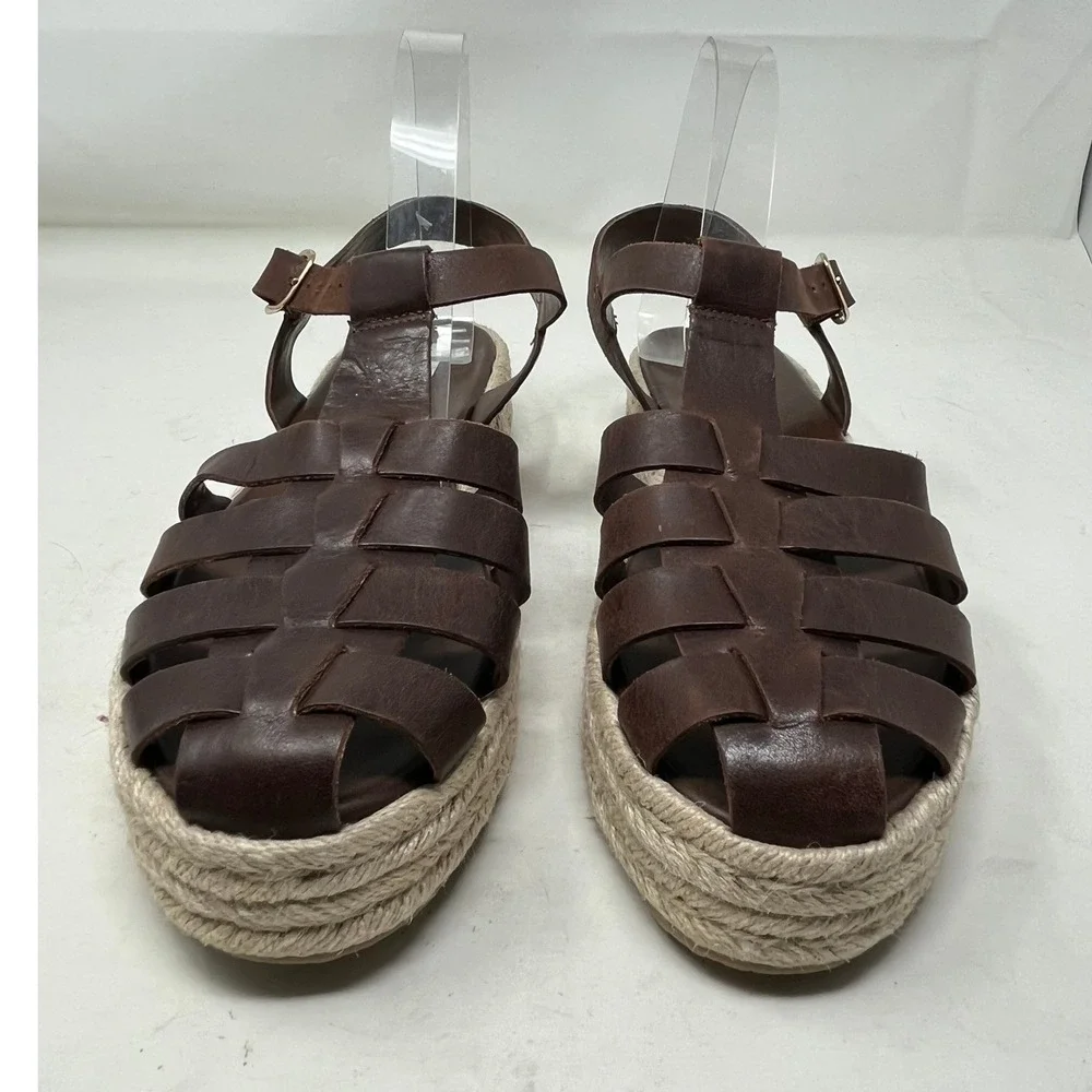 STEVE MADDEN Marlin Womens 10 Fisherman Sandals Brown Leather Espadrille